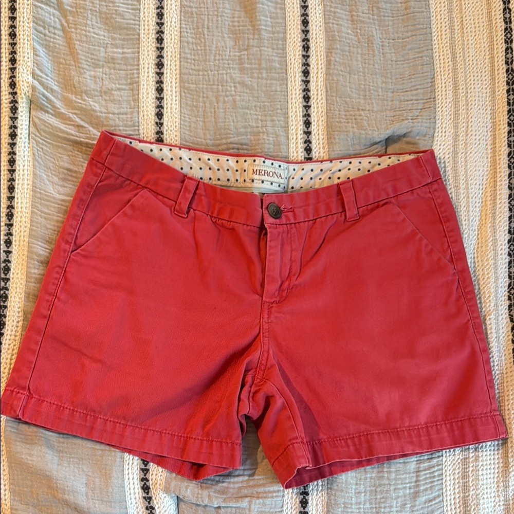Merona Coral Bermuda Shorts Cotton Blend Flat Front